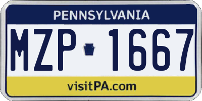 PA license plate MZP1667