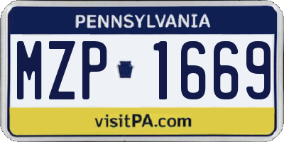 PA license plate MZP1669