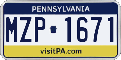 PA license plate MZP1671