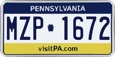 PA license plate MZP1672