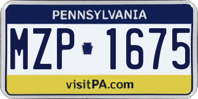 PA license plate MZP1675