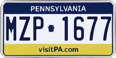 PA license plate MZP1677