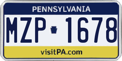 PA license plate MZP1678