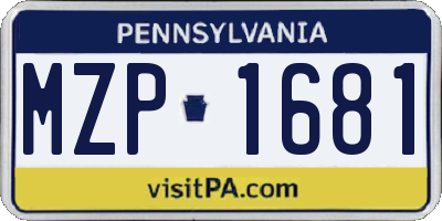 PA license plate MZP1681