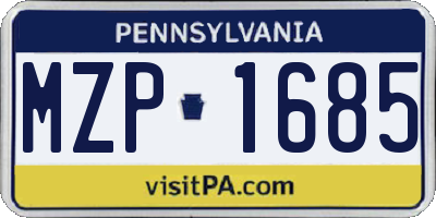 PA license plate MZP1685