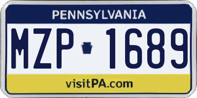 PA license plate MZP1689