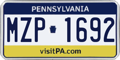 PA license plate MZP1692