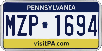 PA license plate MZP1694