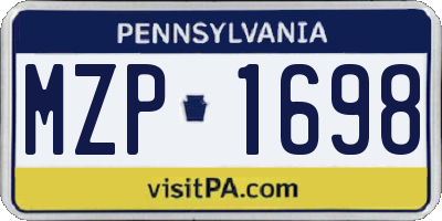 PA license plate MZP1698