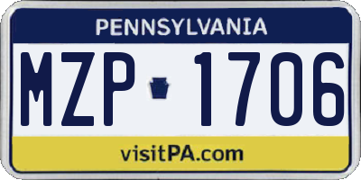 PA license plate MZP1706