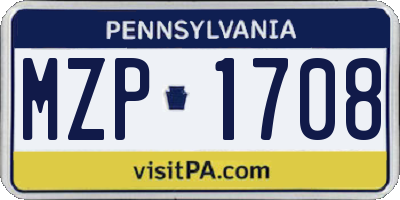 PA license plate MZP1708