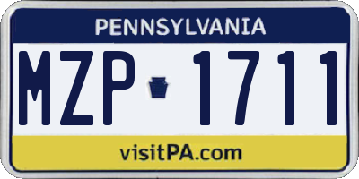 PA license plate MZP1711