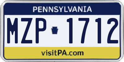 PA license plate MZP1712