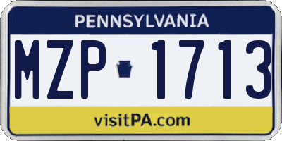 PA license plate MZP1713