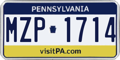 PA license plate MZP1714