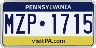 PA license plate MZP1715