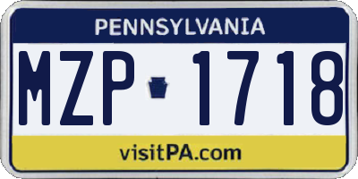 PA license plate MZP1718