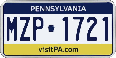 PA license plate MZP1721
