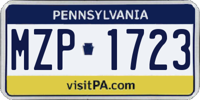 PA license plate MZP1723