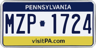 PA license plate MZP1724