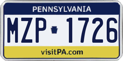 PA license plate MZP1726