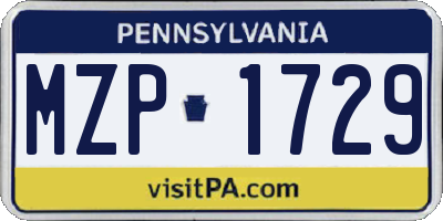PA license plate MZP1729
