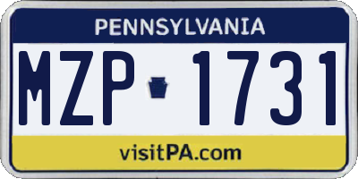 PA license plate MZP1731