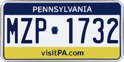 PA license plate MZP1732