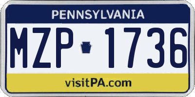 PA license plate MZP1736