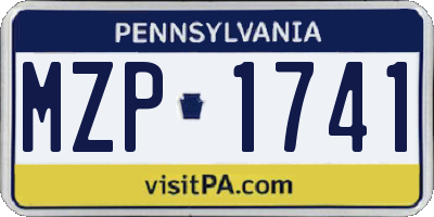 PA license plate MZP1741