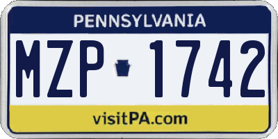 PA license plate MZP1742