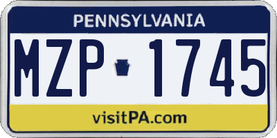 PA license plate MZP1745