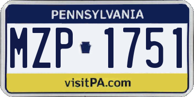 PA license plate MZP1751