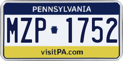 PA license plate MZP1752