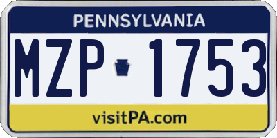 PA license plate MZP1753