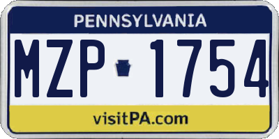 PA license plate MZP1754
