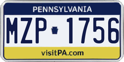 PA license plate MZP1756
