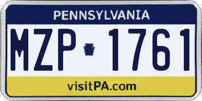 PA license plate MZP1761