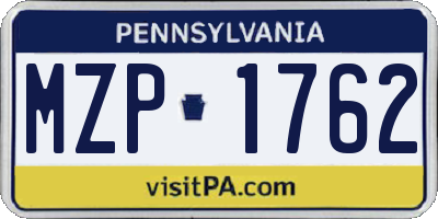 PA license plate MZP1762
