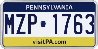 PA license plate MZP1763
