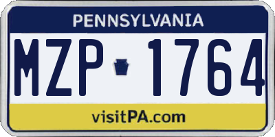 PA license plate MZP1764