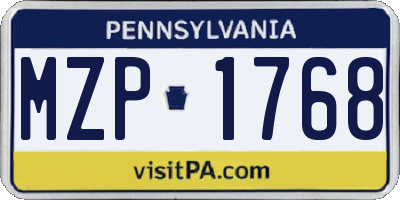PA license plate MZP1768