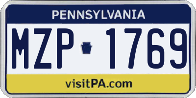 PA license plate MZP1769