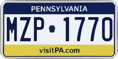 PA license plate MZP1770