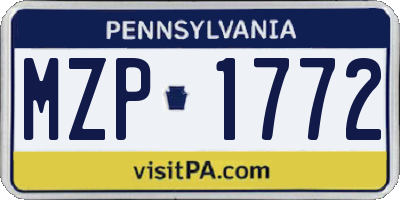 PA license plate MZP1772