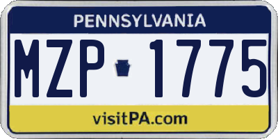 PA license plate MZP1775