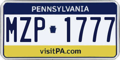 PA license plate MZP1777