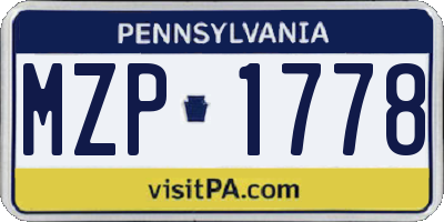 PA license plate MZP1778