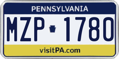 PA license plate MZP1780