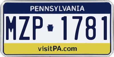 PA license plate MZP1781